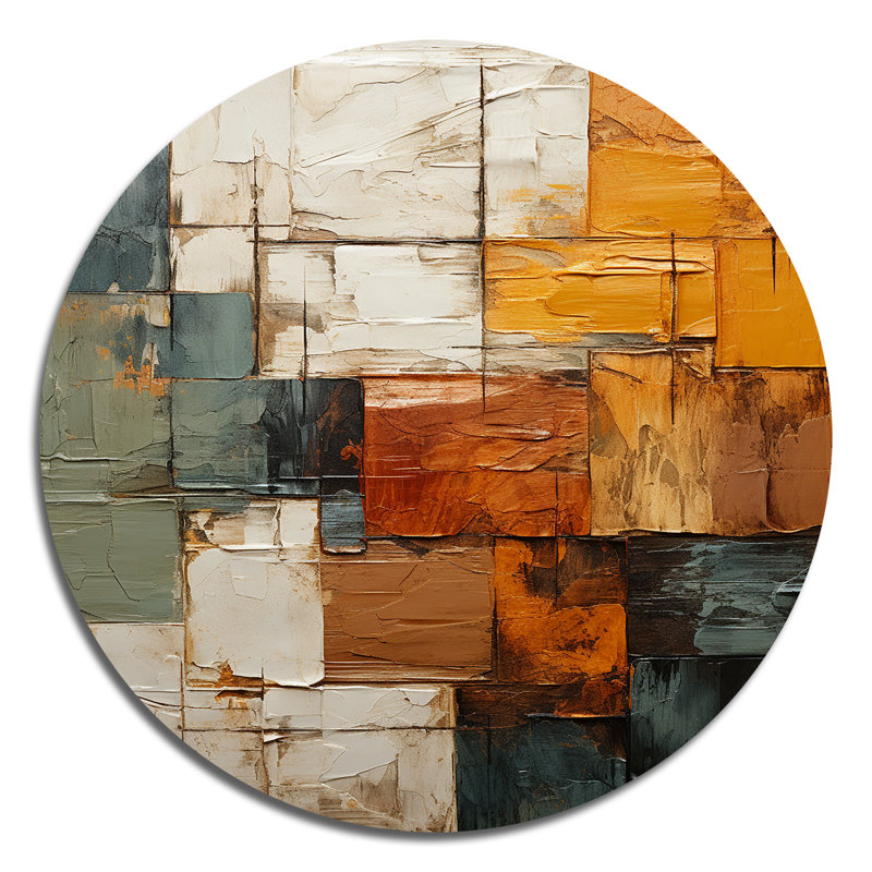 Chiseko - Art abstrait rond en métal, H 36 po x l 36 po