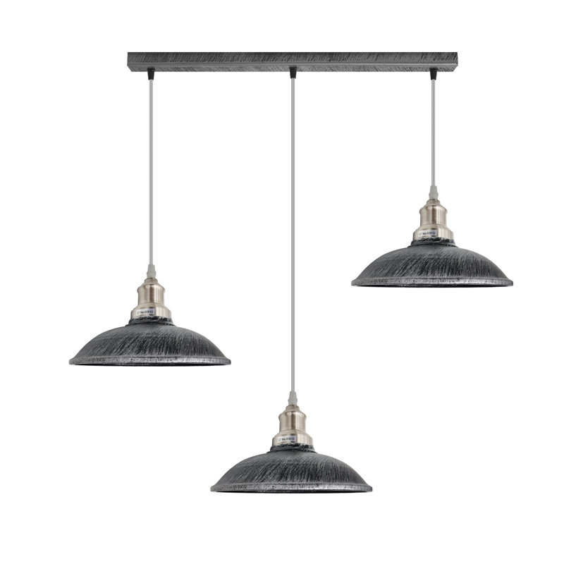 Garr 3 - Light Kitchen Island Pendant, Brushed Silver, No