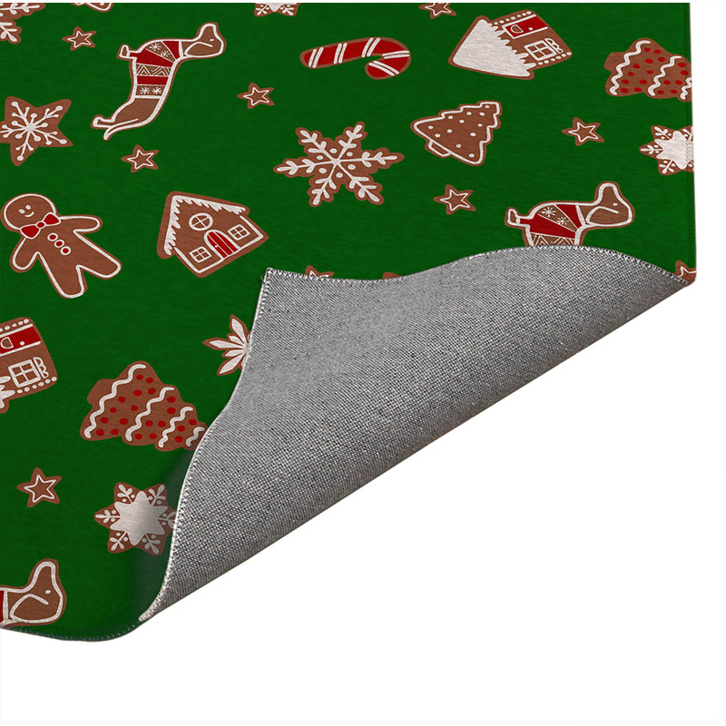Tapis de cuisine à profil bas Ginger All The Way Green, Rectangle 5 pi x 7 pi, Vert