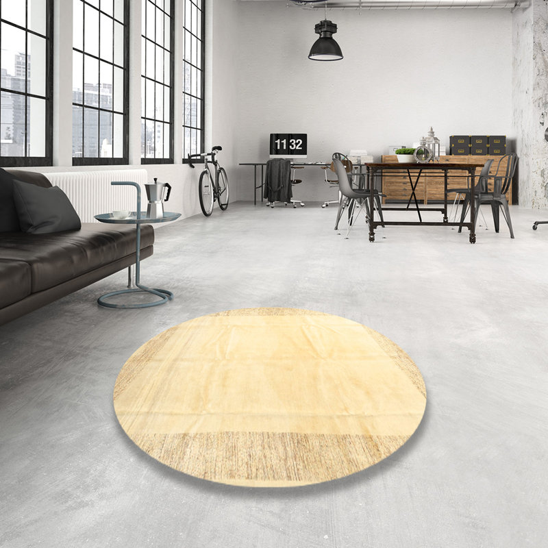 Tapis beige contemporain, Rond 8 pi
