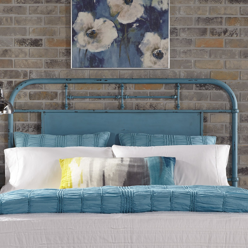 Edmund Open-Frame Metal Headboard, Teal, Queen