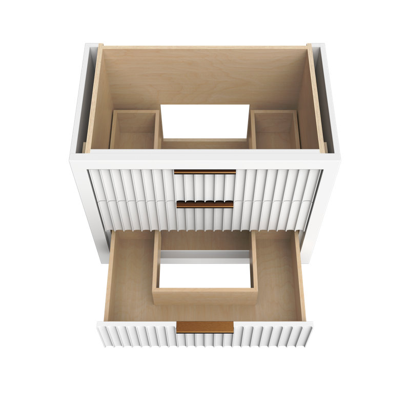 Lecrieú Three-Drawer Single Bath Vanity, Pure White, Champagne Bronze, 36"