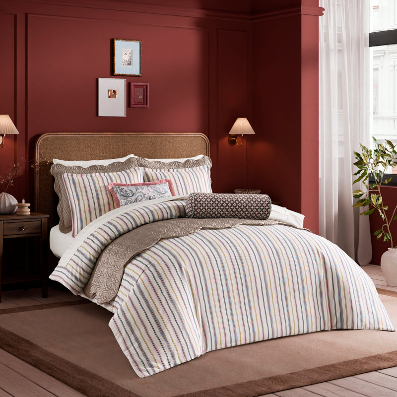 Ted Baker Scallop Stripe Duvet Set Multi, Queen Duvet Cover + 2 Shams