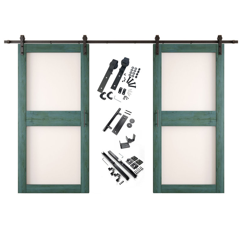 Portes de grange non assemblées et finies en verre à 2 verres de 26 po x 84 po Homquer Royal Pin, 26 po x 84 po