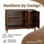 Buffet avec rangement, armoire décorative à rayures verticales, tablettes réglables, armoire de rangement polyvalente, style Mid-Century moderne, noir-1003368780