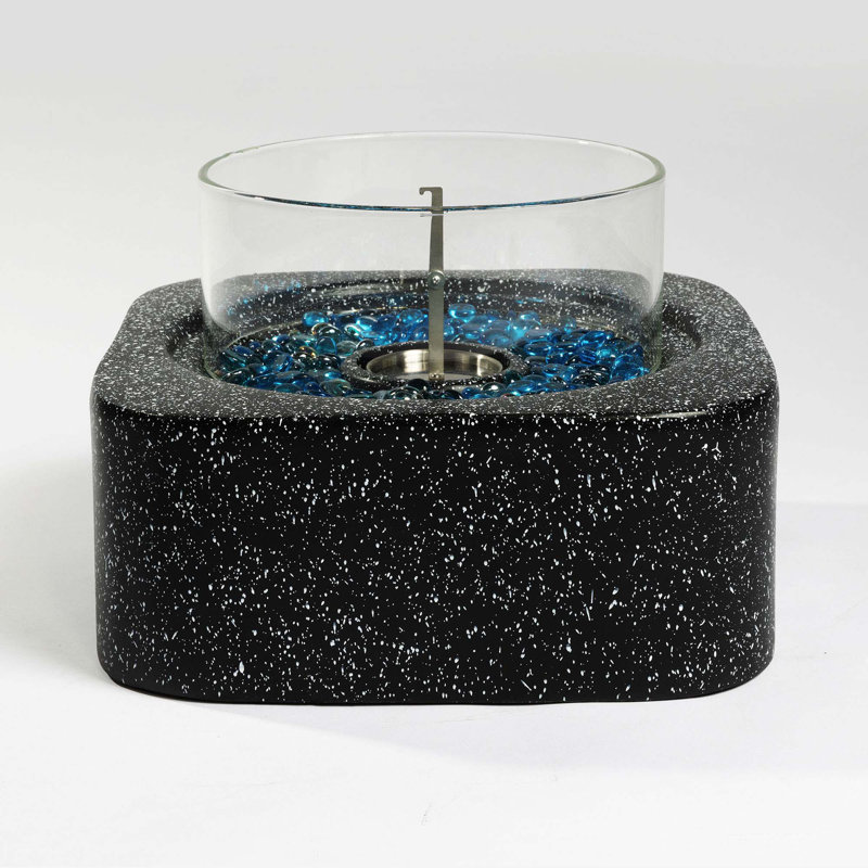 Tabletop Fire Pit With Glass Wind Guard