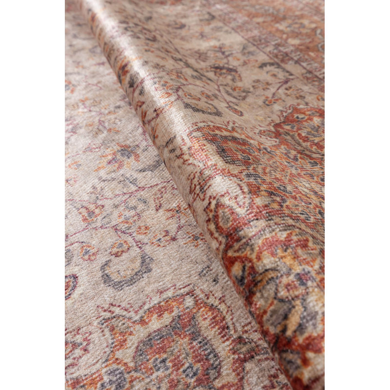 Brown Beige Oriental Polyester Soft Touch Machine Woven Decorative Area Rug, Rectangle 5'3" x 7'7"