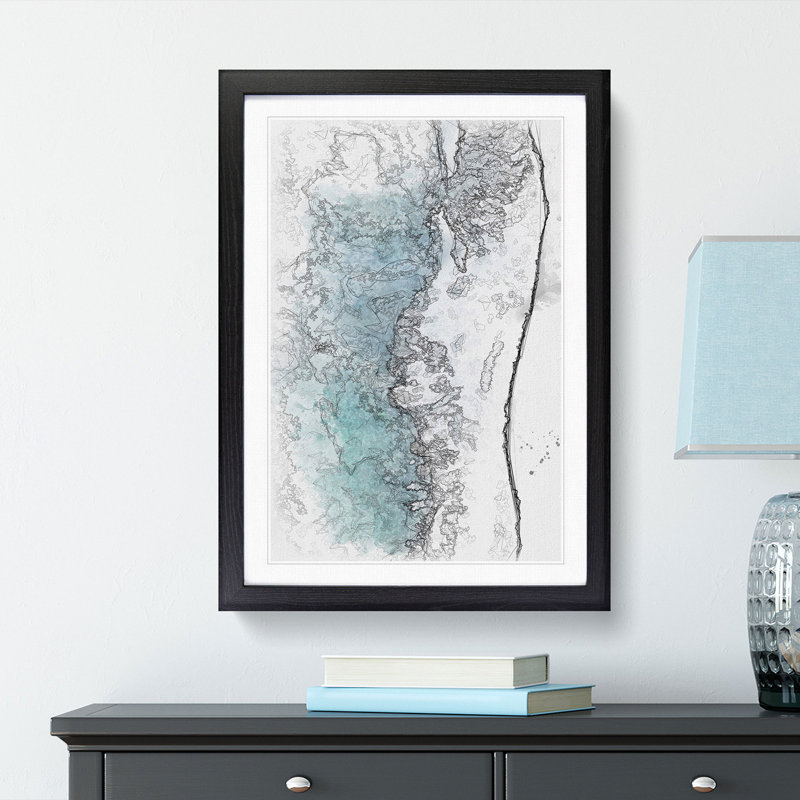 Leaving The Beach - Single Picture Frame Painting on MDF, 63cm H x 45cm W x 2cm D, Black Framed
