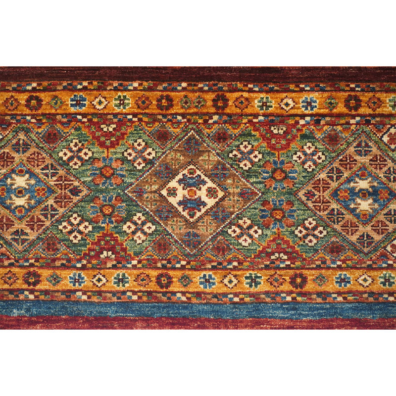 Hand Knotted Wool No Pattern And Not Solid Color Area Rug in Red