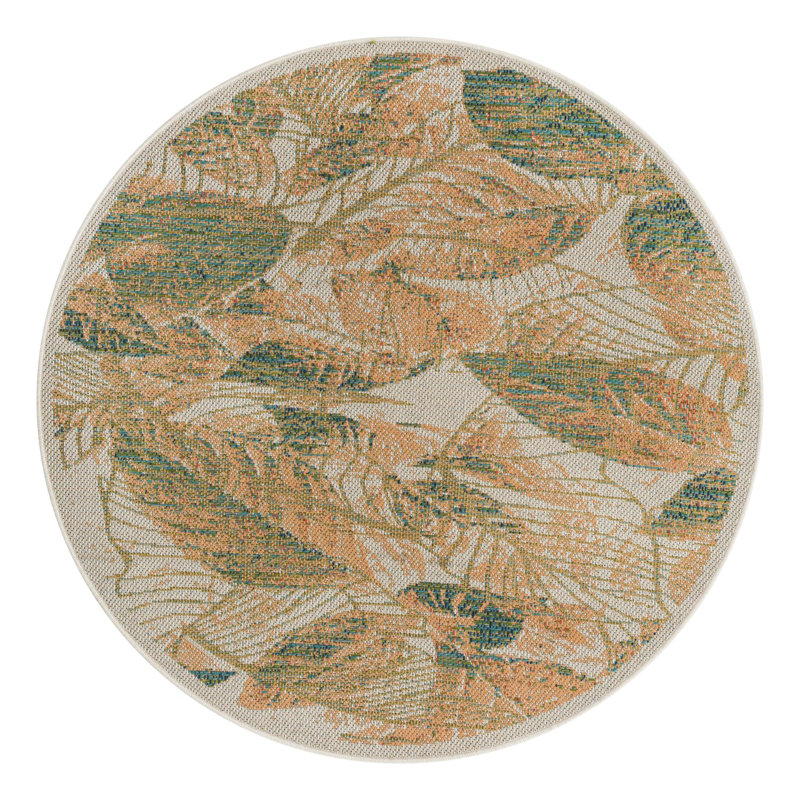 Trevin Floral Machine Woven Indoor Outdoor Area Rug , Round 5'3"