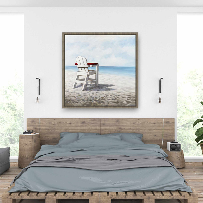 Art sur toile, chaise de plage blanche