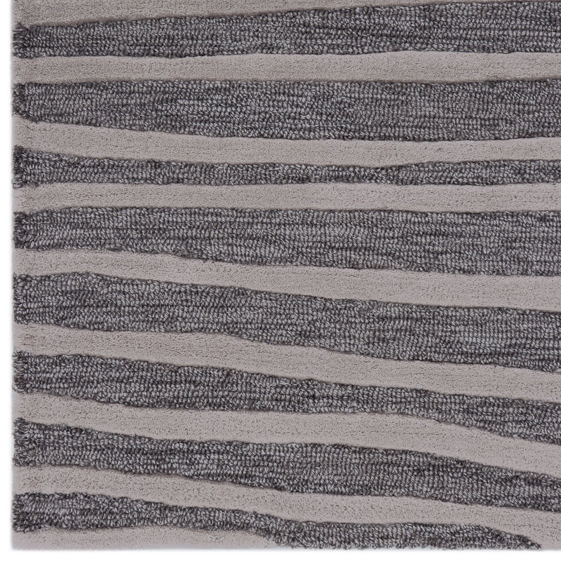 Abstract Area Rug in Gray/Ivory, Rectangle 9' x 12'