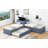 L-Shaped Upholstered Platform Bed With Trundle And Two Drawers Linked With Built-In Desk,Twin,Gray