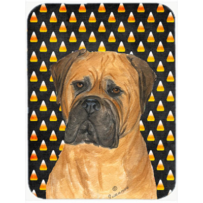 Planche à découper en verre caroline trésors bullmastiff Halloween Candy Corn