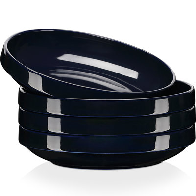 LOVECASA Series, 4-piece 1250ml Enameled Wide-edge Porcelain China Soup Plate Set