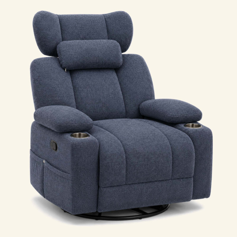 Fauteuil inclinable à bascule extra manuel, Chenille bleu