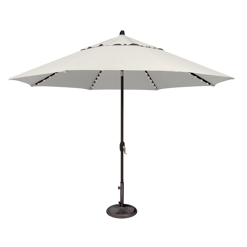 Parasol inclinable 11 pi avec lumière des étoiles Lariat, Sunbrella / Argent, Noir
