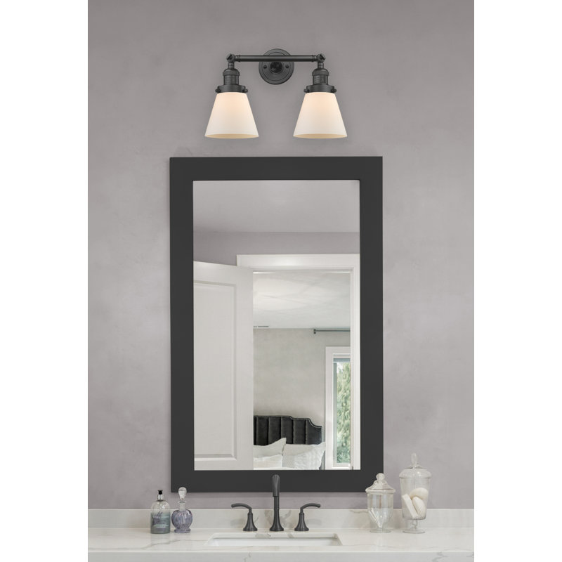 Éclairage pour meuble-lavabo 2 lumières rétro Lattimer, Boîtier blanc mat, Bronze huilé, Incandescent