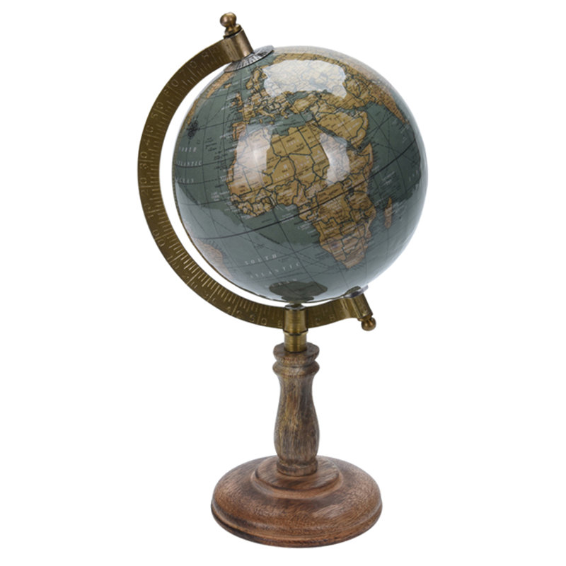 Wood Tabletop Globe, 28cm H x 12cm W x 12cm D