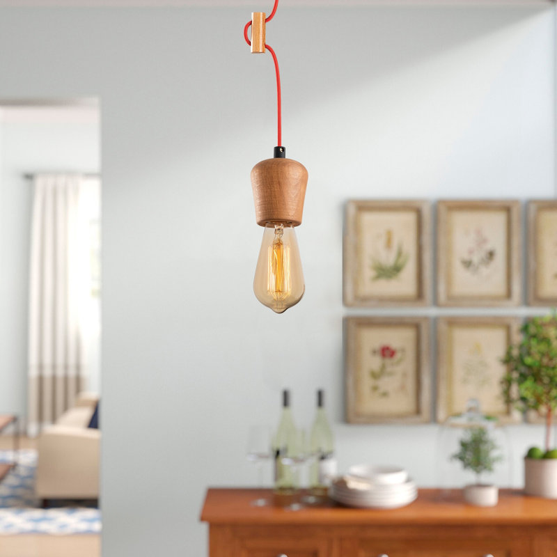 Luminaire suspendu à 1 lumière Hendry, Rouge / brun