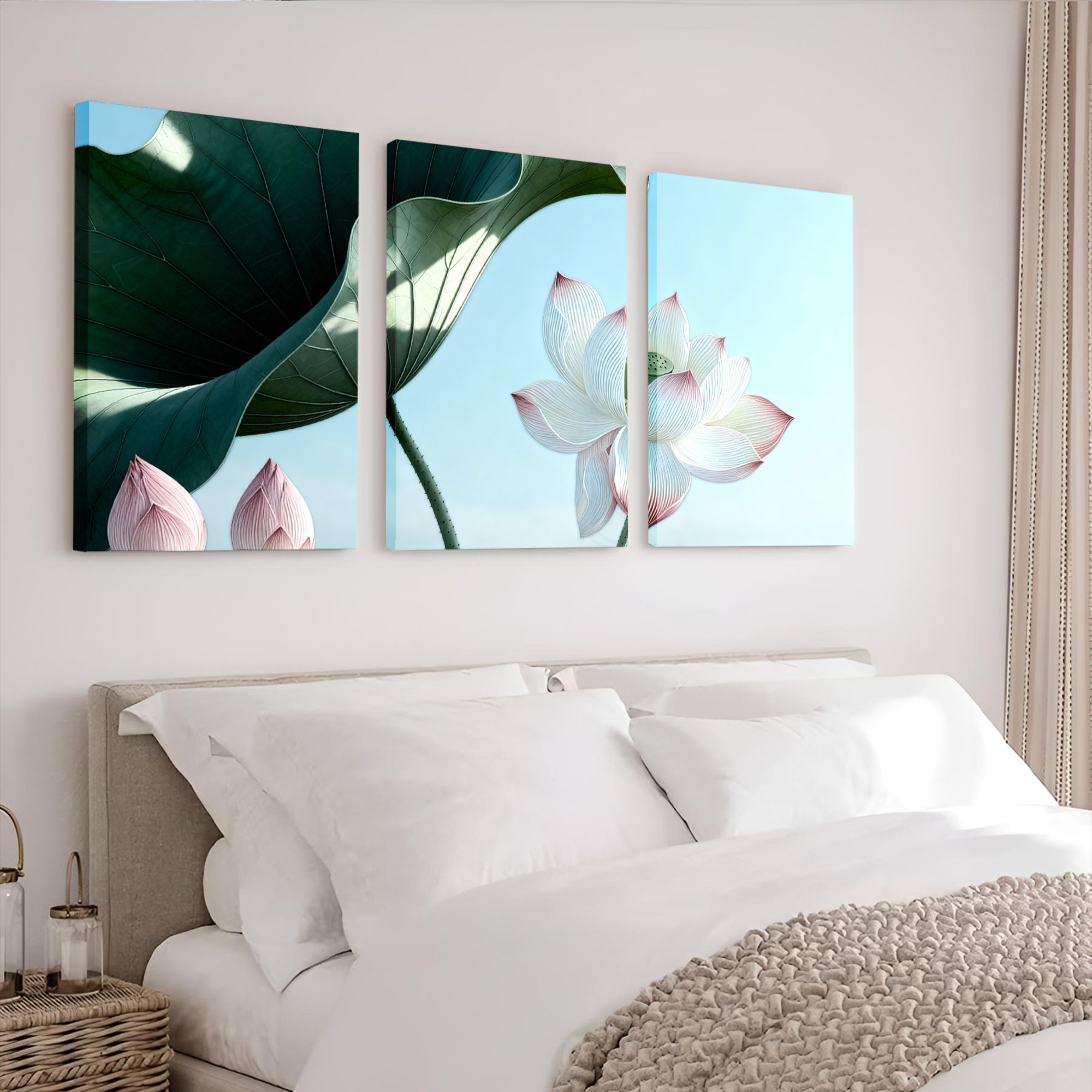Dakota Fields Lotus Flower and Leaf Canvas Wrapped Wall Art Oil ...