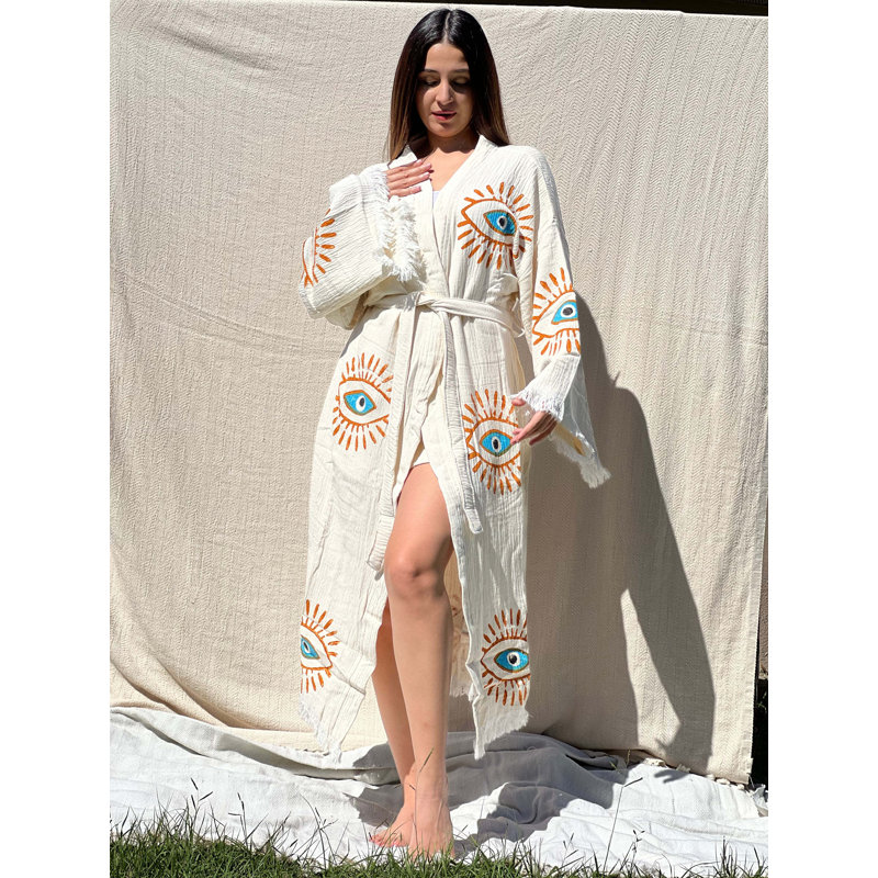 Peignoir de plage Kimono Mystic Eye, Beige