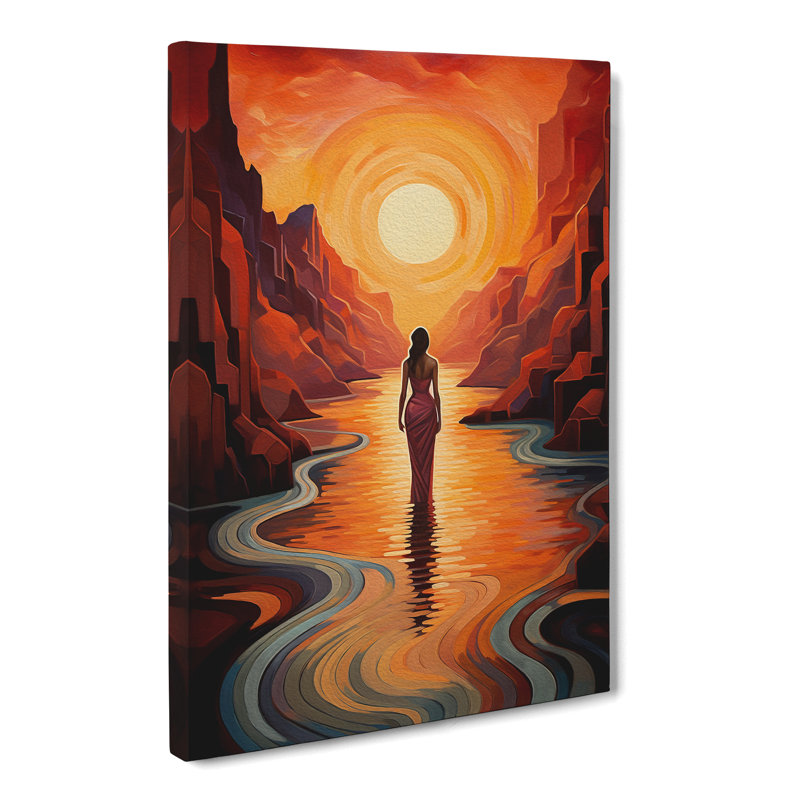 Art Deco Sunset Impressionism - Wrapped Canvas, 76cm H x 50cm W x 3cm D