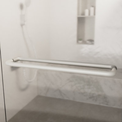 Brixwell TB-12BTB-W 12 Inches Center To Center Standard Tubular Shower Towel Bar Back to Back Mount Without Washers Gloss White