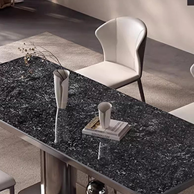 Modern light luxury rectangular table and chair, Black, 29.5"H x 55.1"L x 31.4"W