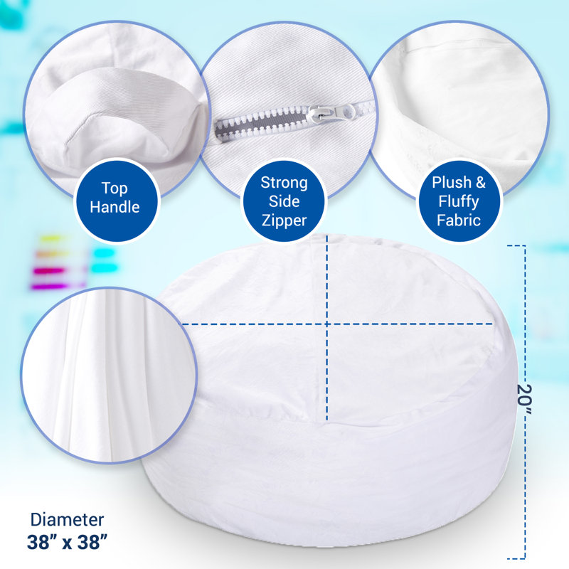 Bean Bag Cover, White Faux Fur