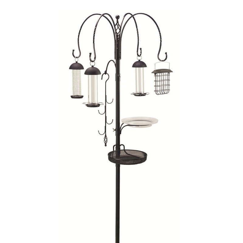 Black Heavy Duty Metal Multi-Bird Feeding Station Kit