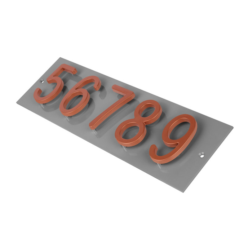 Plaque d'adresse horizontale Amgo Floating Modern, Cuivre, Gris, Oui