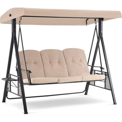 Kosumo 3 Seat Outdoor Porch Swing Chair with Adjutable Canopy