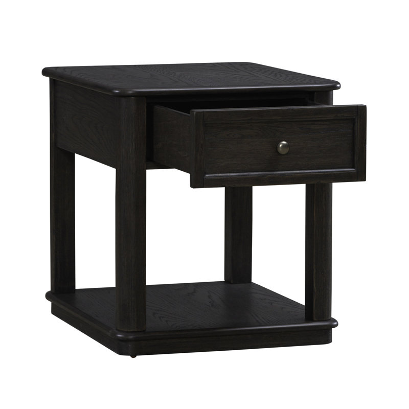 Armatou End Table w/ 1 Drawer & Floor Shelf