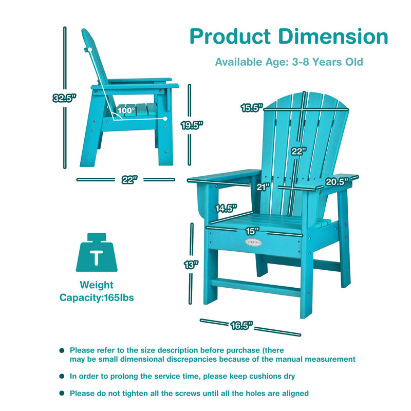 Chaise Adirondack en bois, Turquoise