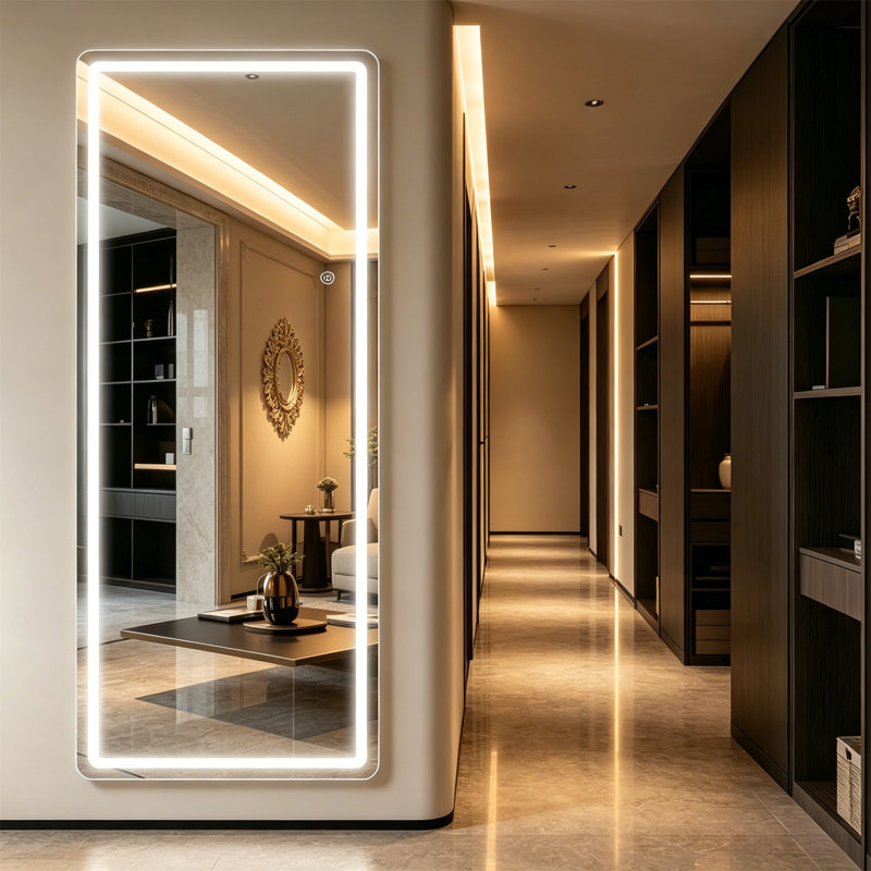 Full-Length Mirror With Stand | Dimmable & 3-Color Light | Floor, Leaning, Or Wall-Mounted | Rectangular Body Mirror For Bedroom, Closet, Living Room
