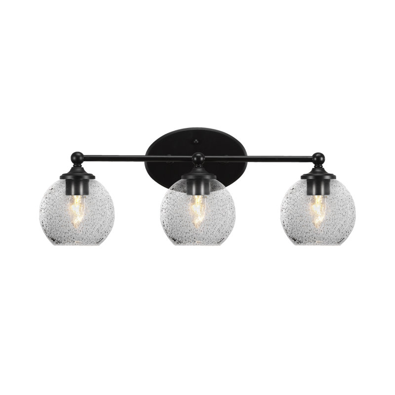 Barre de salle de bain légère Aitkens avec verre fumé de 5,75 po, Noir mat, 3