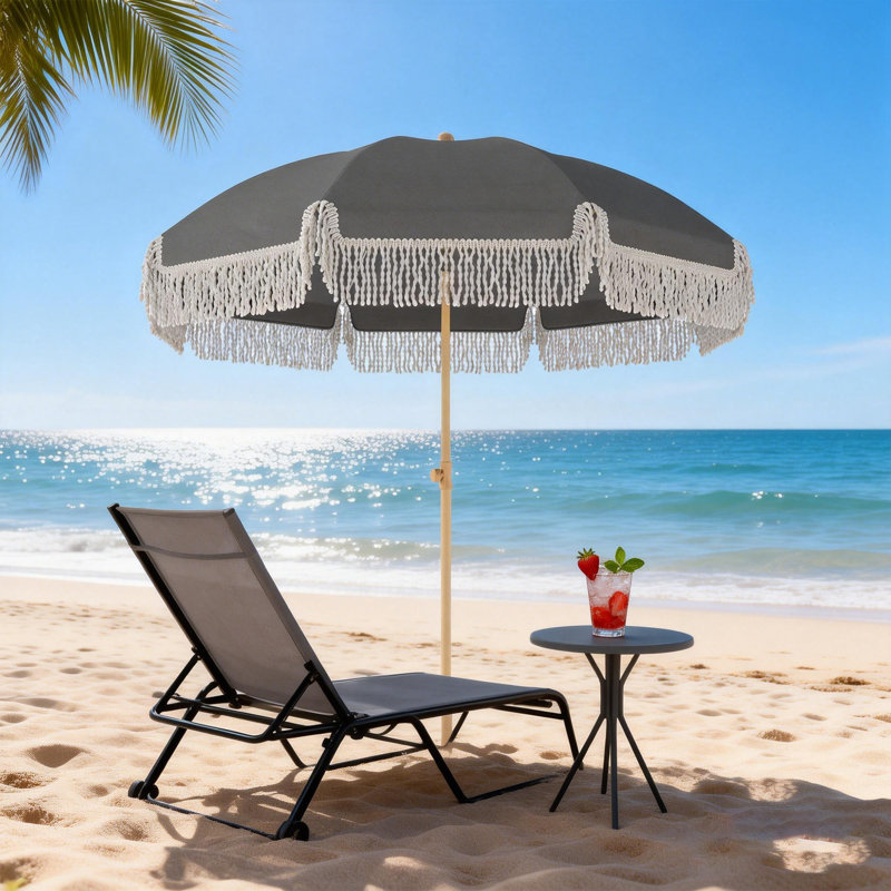 174cm Beach Parasol, Dark Grey