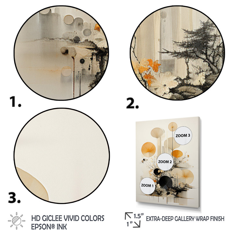 Asian Art Seashell Sumi X, reproduction d'art sur toile, H 20 po x l 12 po x P 1 po, Toile tendue