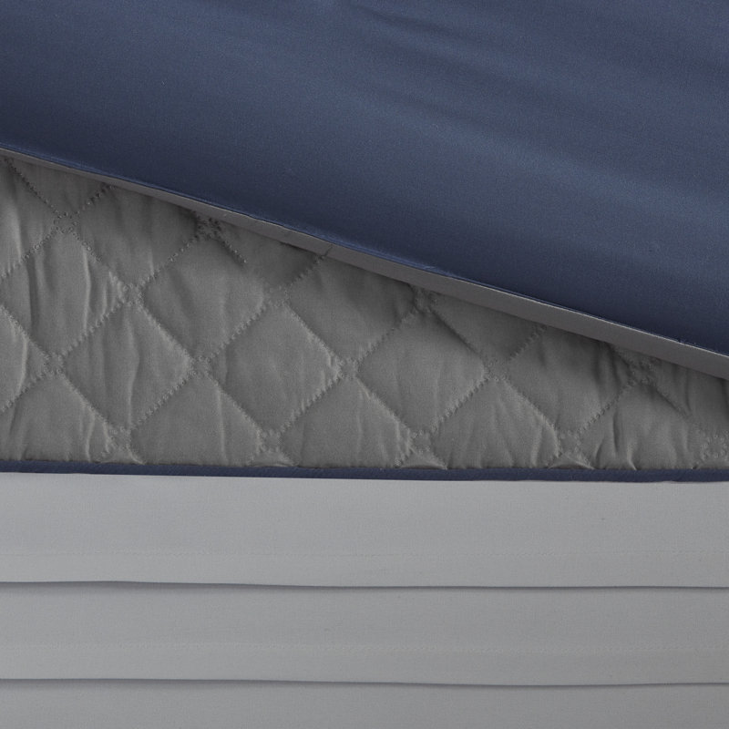 California King Blue Microfiber 7-Piece Bedspread Set
