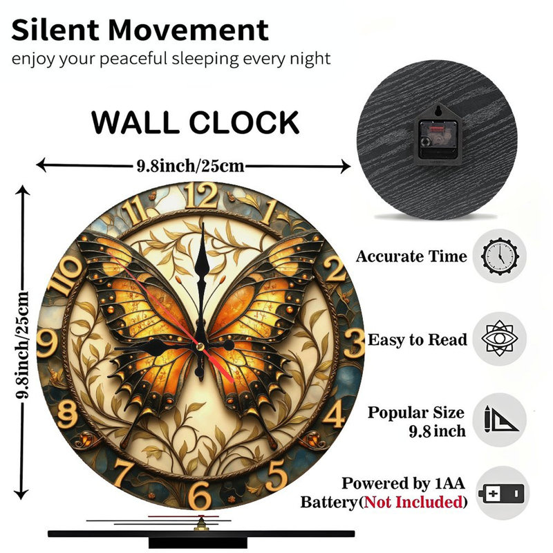 Horloge murale papillon