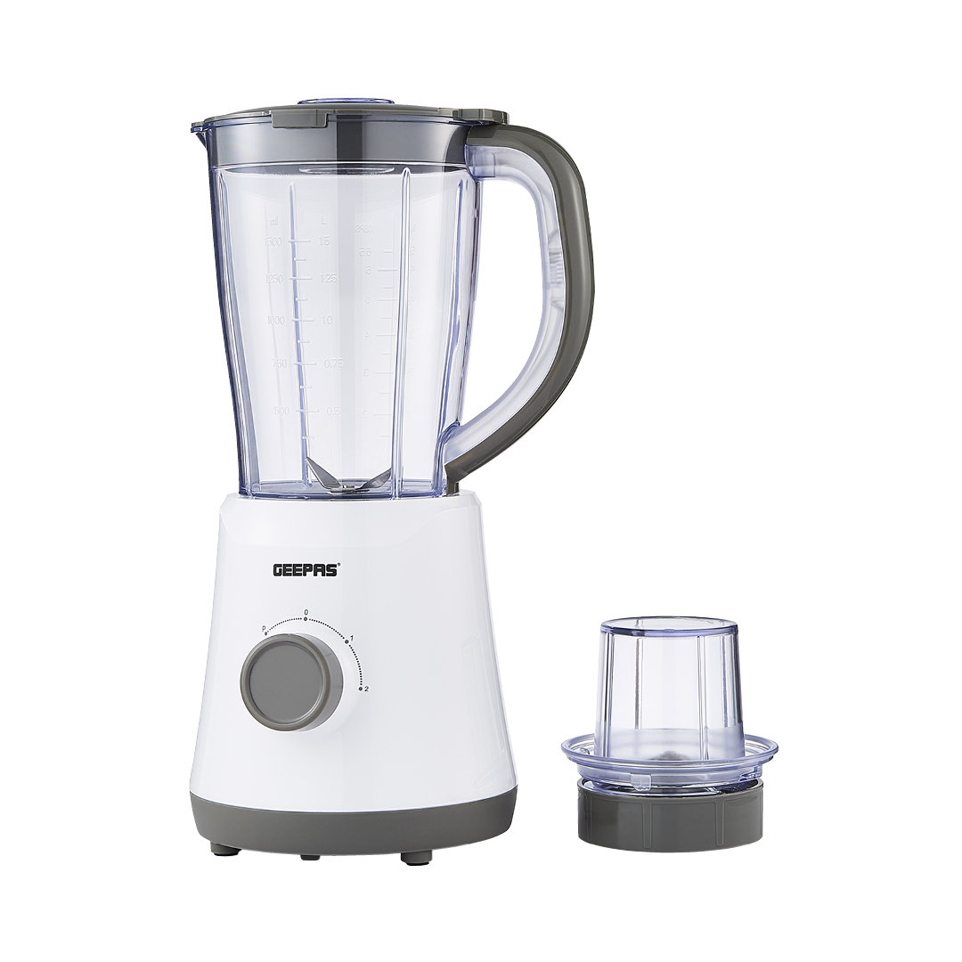 Geepas Electric Blender Smoothie Maker, Food Jug Blender 500W - Stainless Steel Blades, 2 Speed Control with Pulse Function, 1.5L Jar -Coffee Grinder