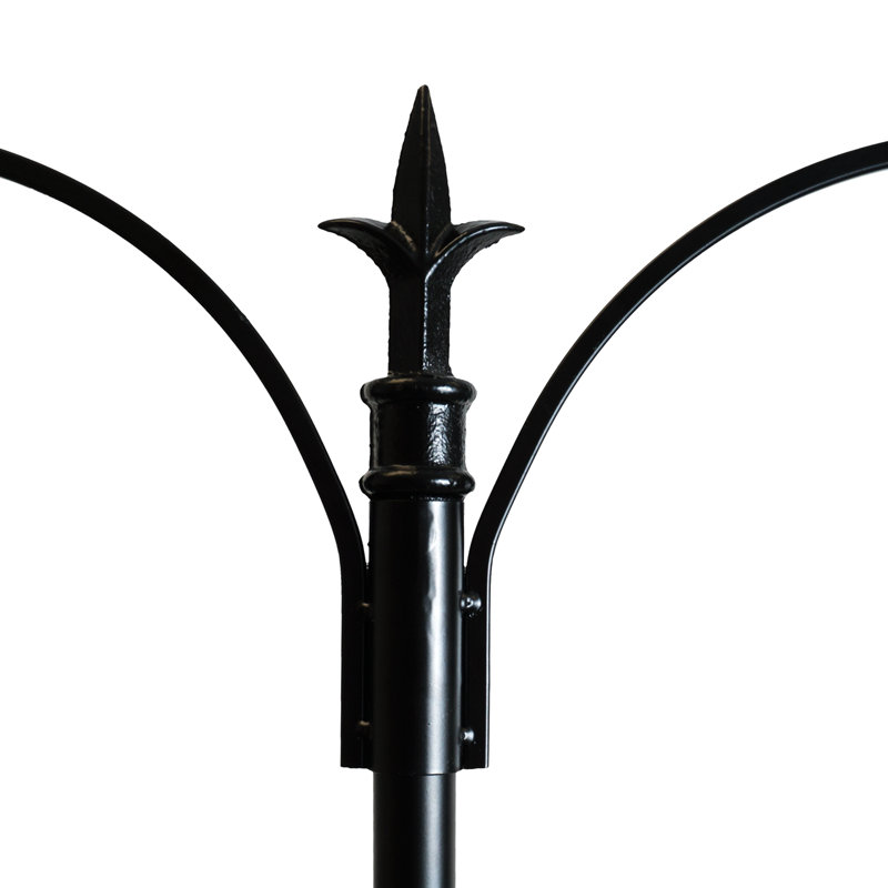 Tall Black Metal Bird Feeding and Bath Station with Hooks