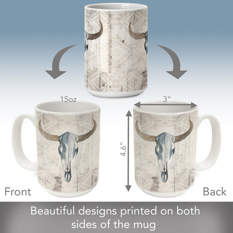 Crâne occidental 15 oz Tasse décorative en céramique