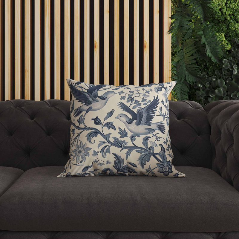 Coussin intérieur / extérieur Delicate Duet, Carré 16 po, Ivoire / Gris