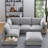 U-shaped Sectional Sofa Couch With A Movable Ottoman And A Coffee Table With Hidden Charging Devices-402062357