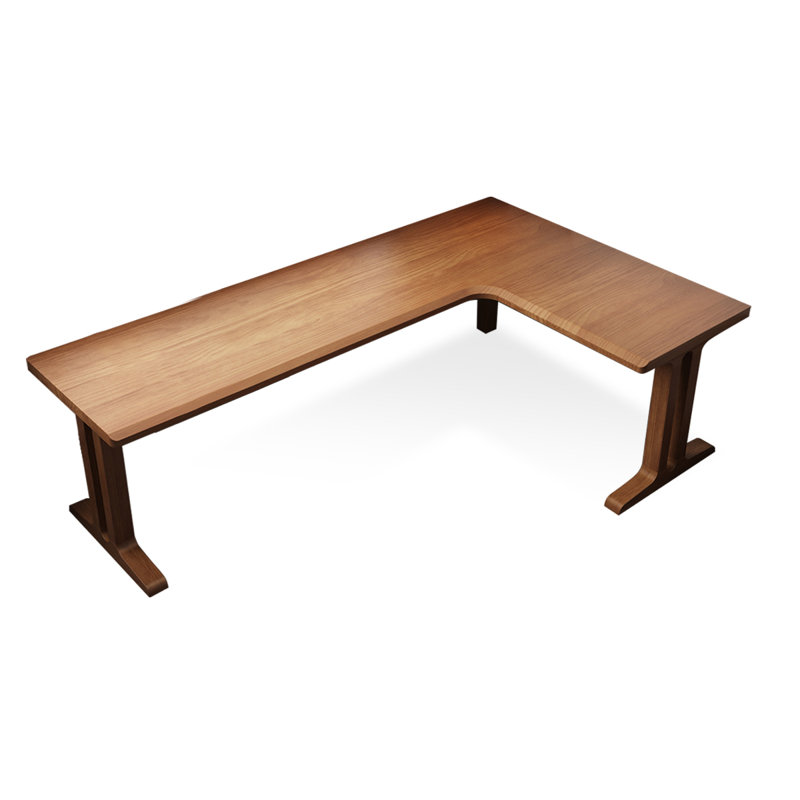 Bureau en bois massif en forme de L brun noisette, H 29,53 po x l 86,61 po x P 47,24 po, Retour à droite