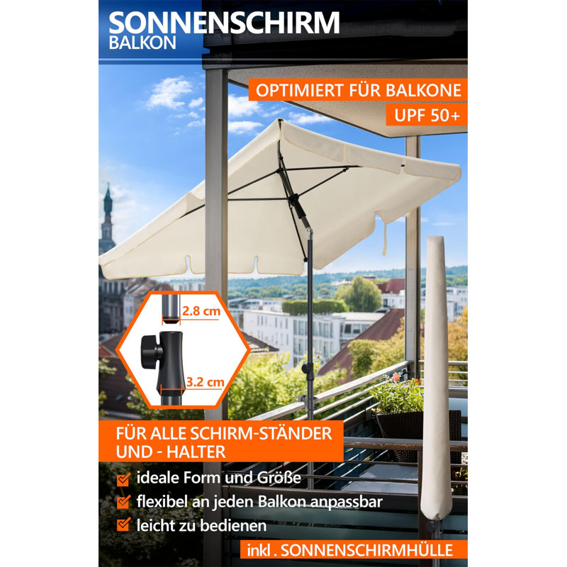 190cm Balcony Parasol, White