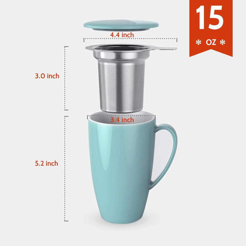 Tasse à thé en porcelaine avec infuseur et couvercle
