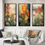 «Red Tulips Blooming Retro Illustration I», 3 pièces sur toile-843101728-843101743